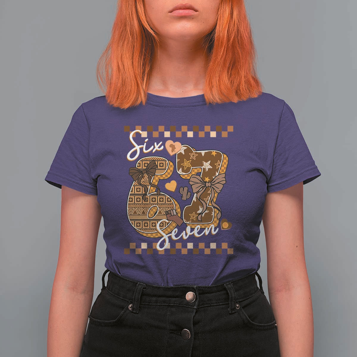 Funny African American Melanin Gift T Shirt For Women Six Seven Meme