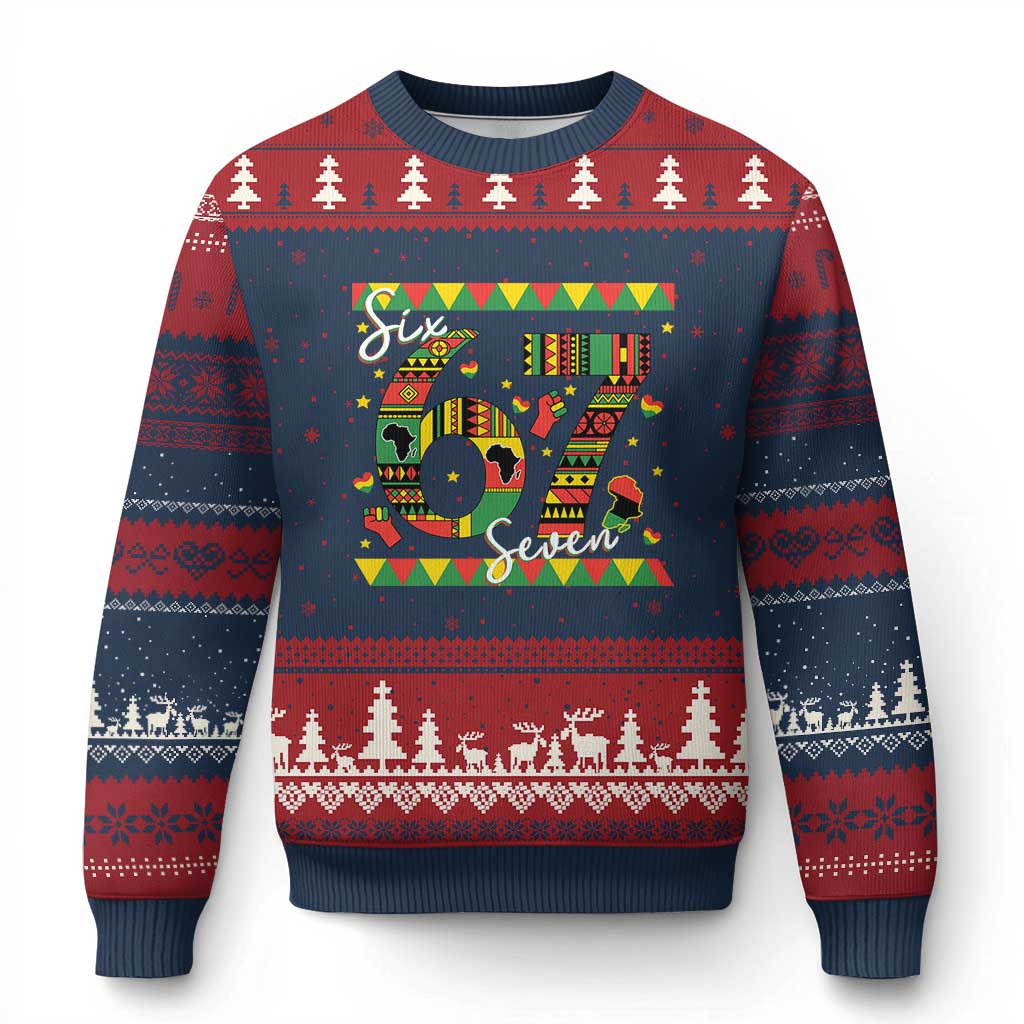 Funny Six Seven Meme Ugly Christmas Sweater Pan African Culture Gift