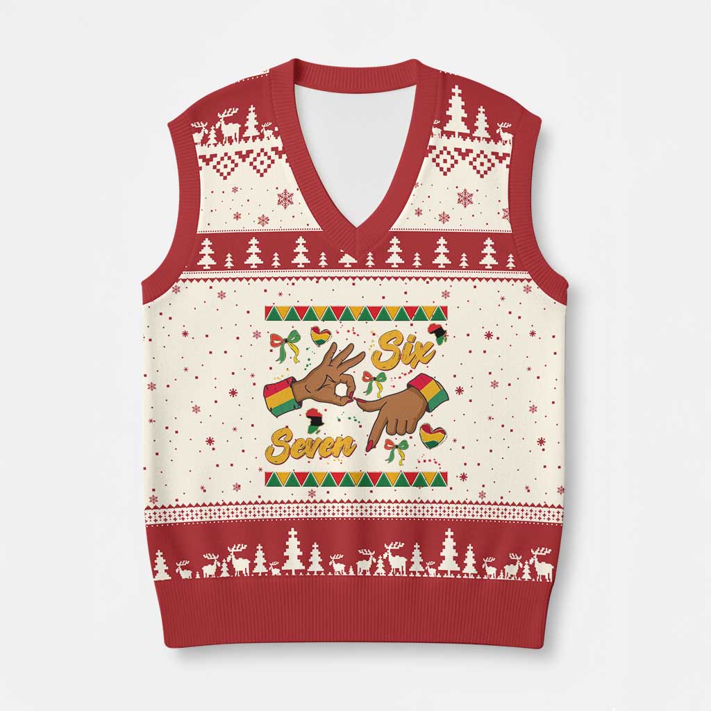 Funny 67 Meme Black History Month V-Neck Knit Sweater Vest Gen Z Alpha Gift - Wonder Print Shop