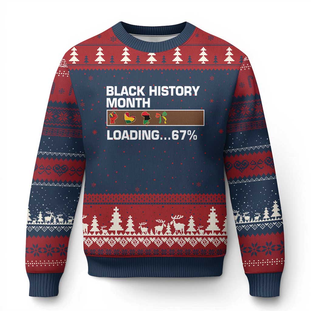 Funny Black History Month Loading Ugly Christmas Sweater Six Seven Meme