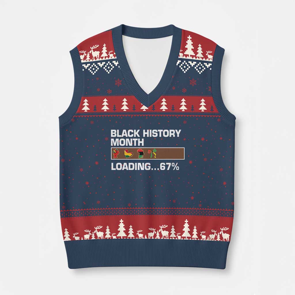 Funny Black History Month Loading V-Neck Knit Sweater Vest Six Seven Meme