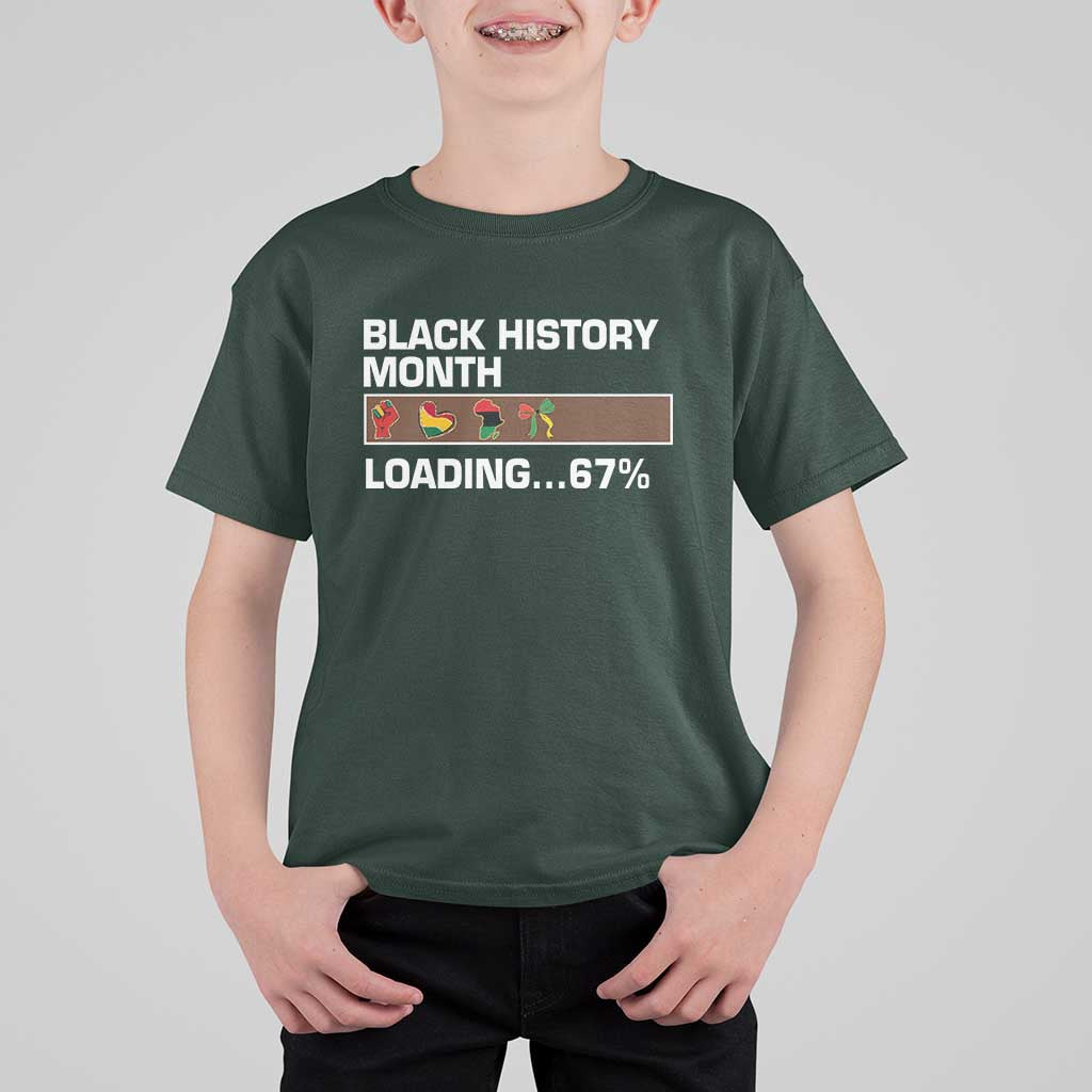 Funny Black History Month Loading T Shirt For Kid Six Seven Meme