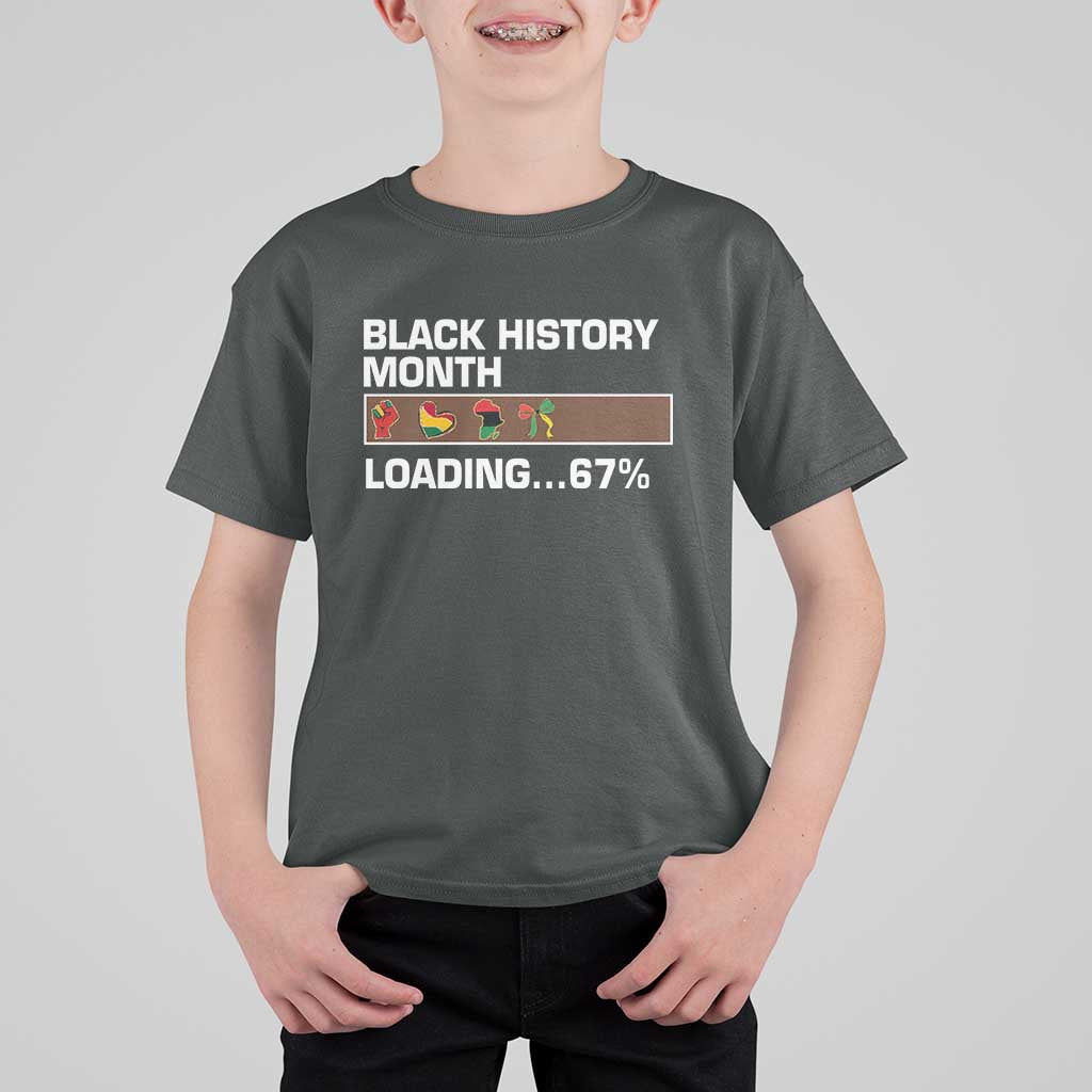Funny Black History Month Loading T Shirt For Kid Six Seven Meme