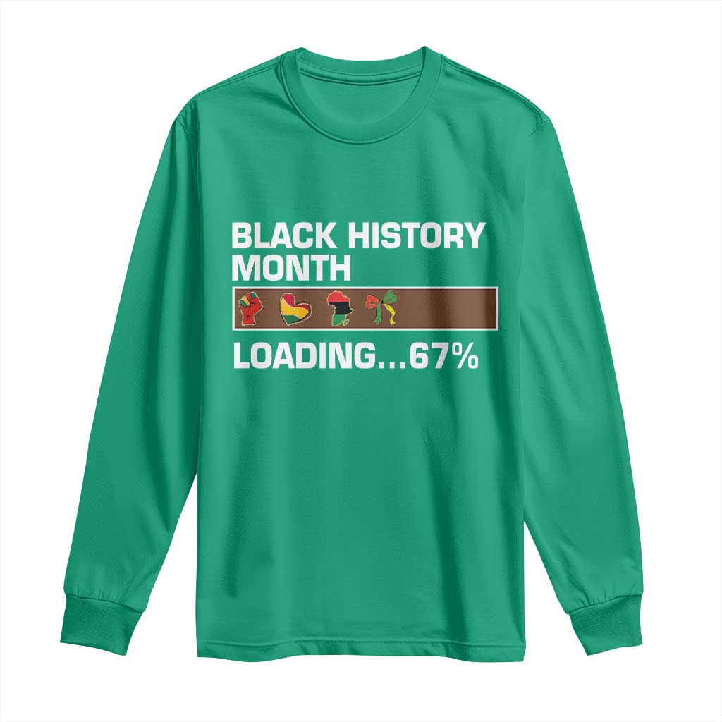 Funny Black History Month Loading Long Sleeve Shirt Six Seven Meme