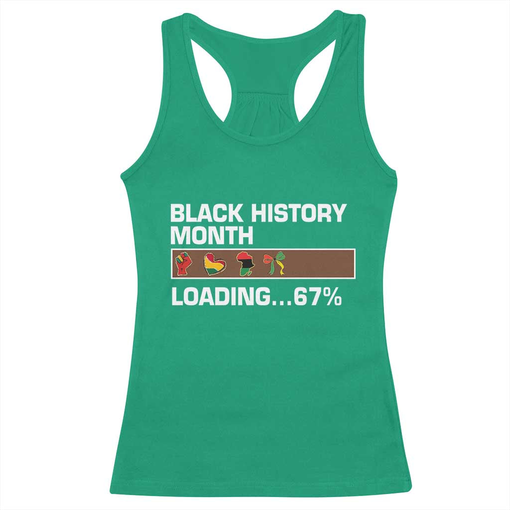 Funny Black History Month Loading Racerback Tank Top Six Seven Meme