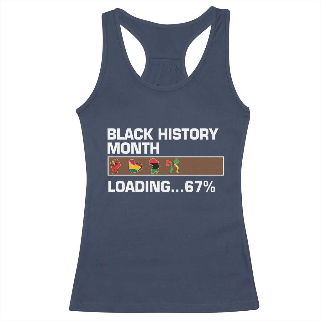 Funny Black History Month Loading Racerback Tank Top Six Seven Meme