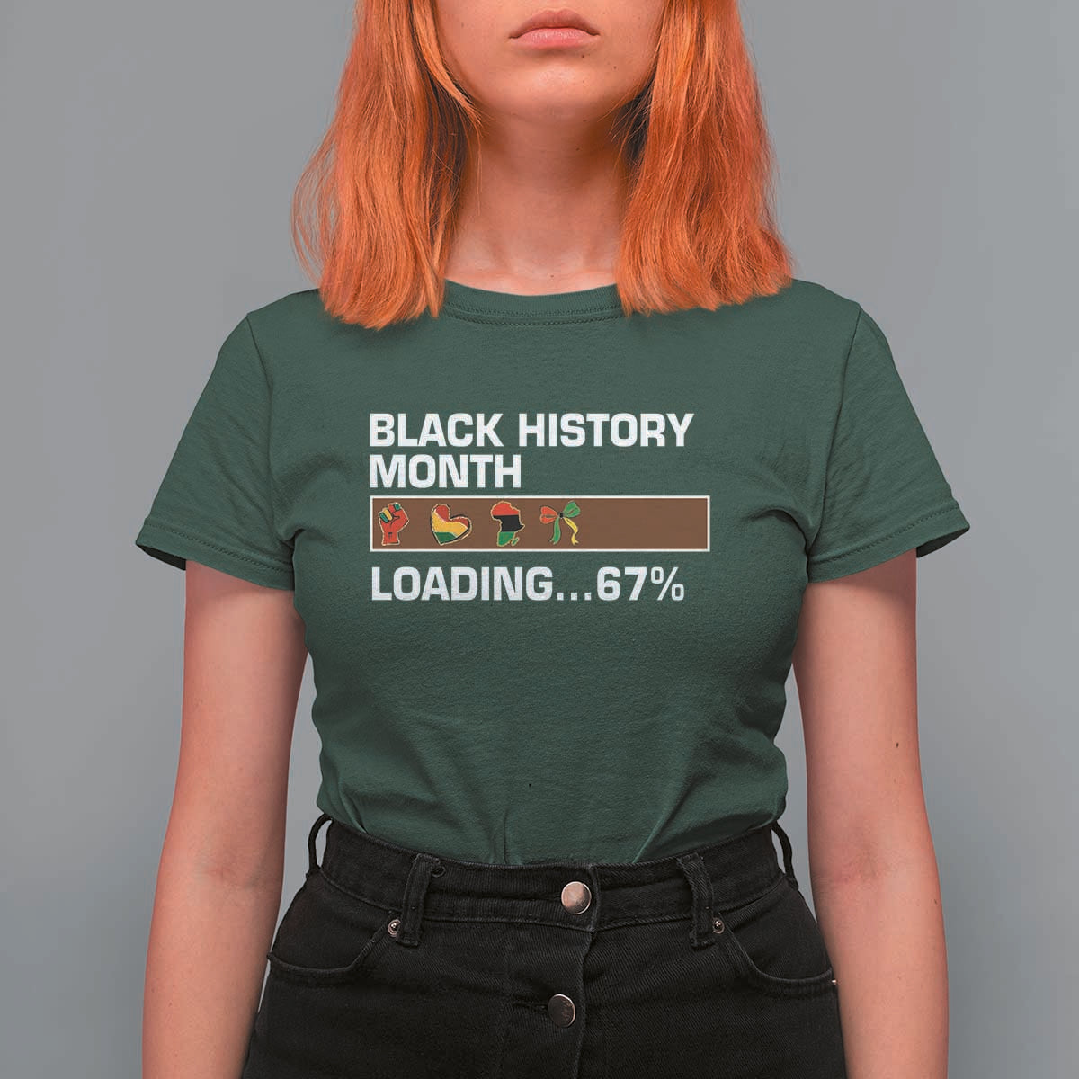 Funny Black History Month Loading T Shirt For Women Six Seven Meme