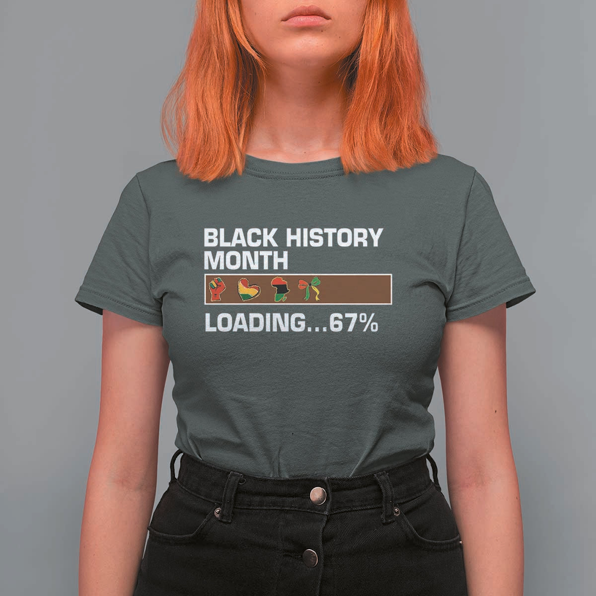 Funny Black History Month Loading T Shirt For Women Six Seven Meme