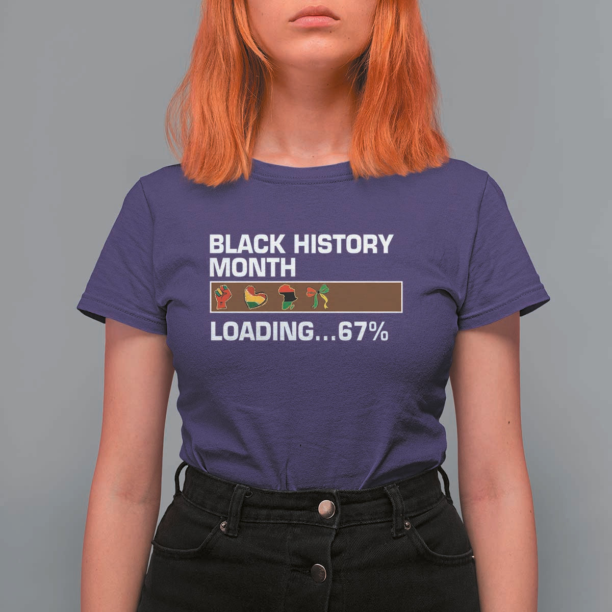 Funny Black History Month Loading T Shirt For Women Six Seven Meme