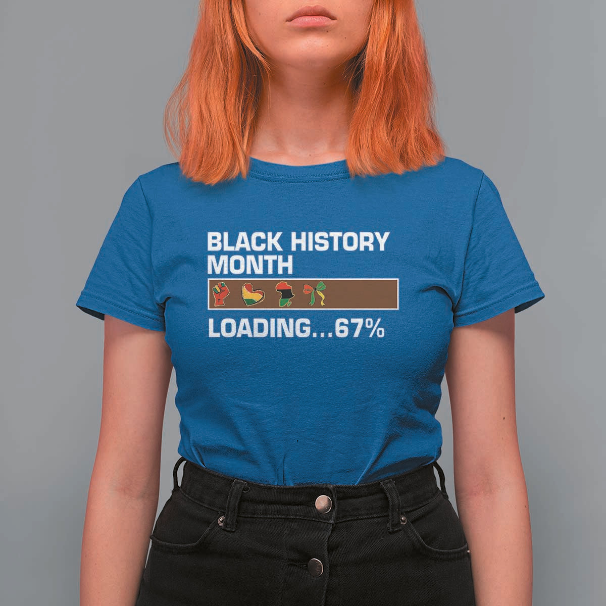 Funny Black History Month Loading T Shirt For Women Six Seven Meme