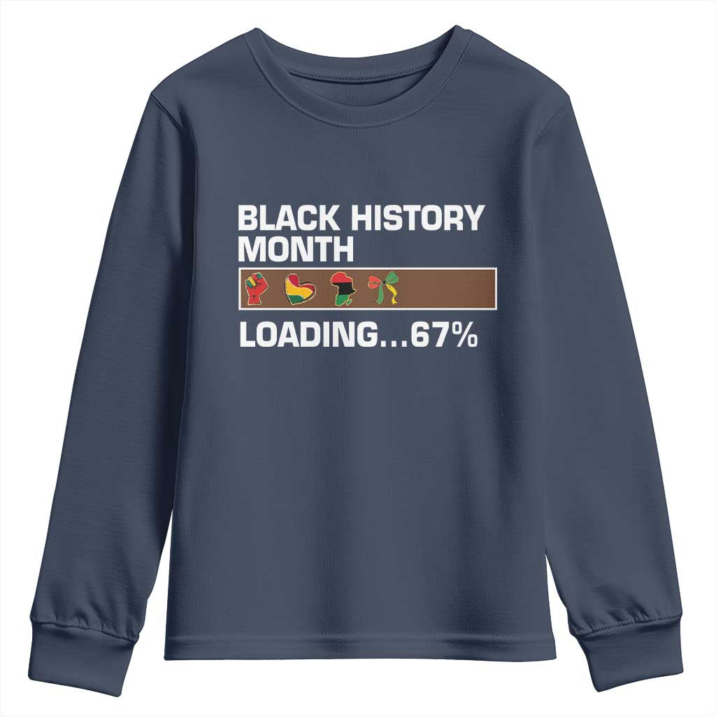 Funny Black History Month Loading Youth Sweatshirt Six Seven Meme