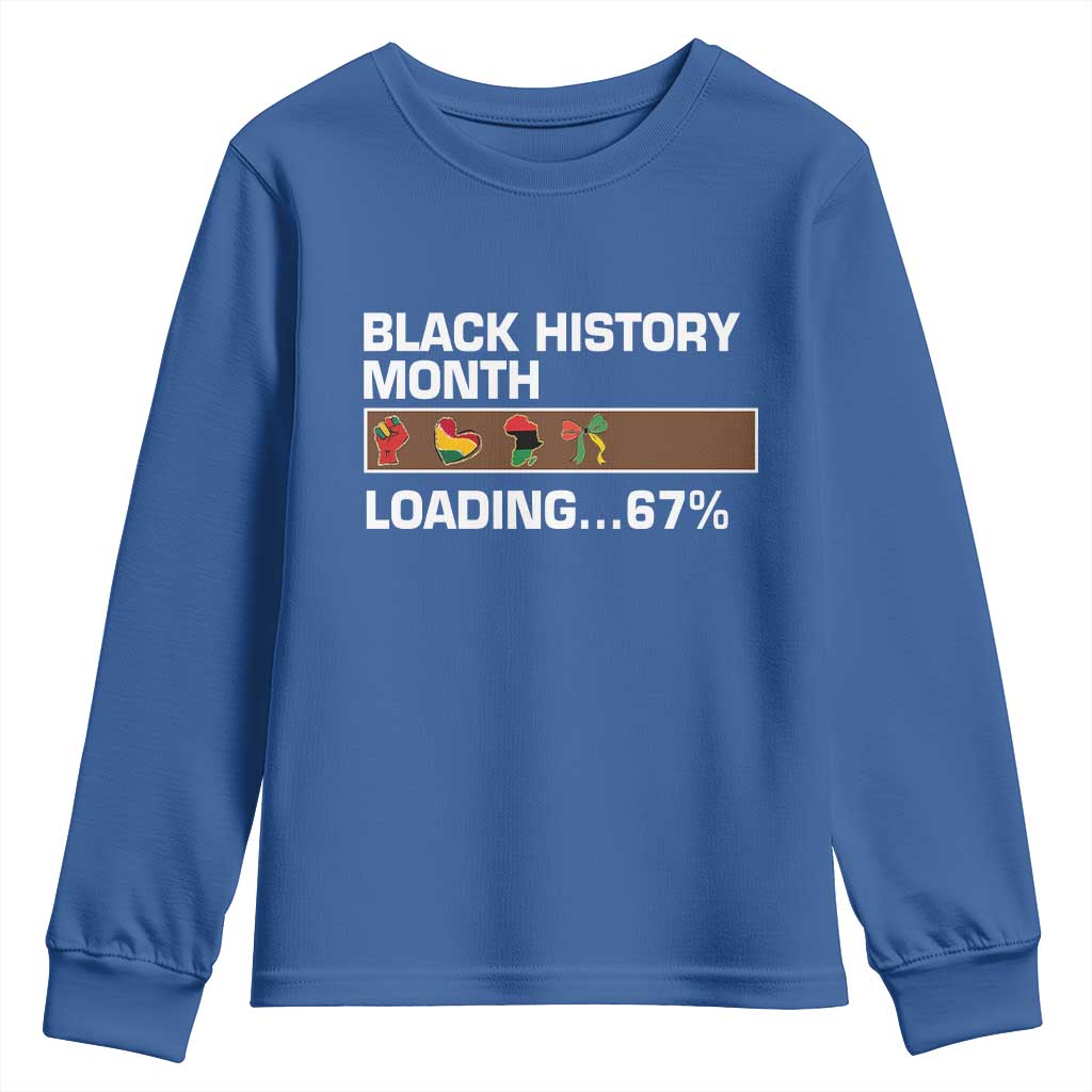 Funny Black History Month Loading Youth Sweatshirt Six Seven Meme