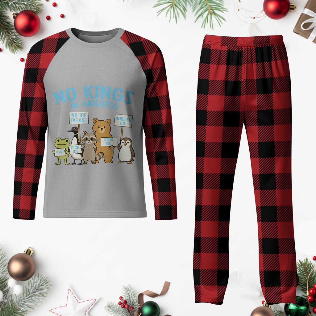 Funny Protest Animals Abolish Ice Plaid Pajama Set Minneapolis USA Support Gift