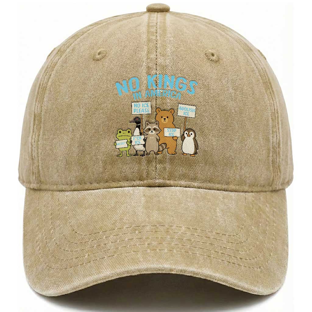 Funny Protest Animals Abolish Ice Washed Cotton Baseball Cap Minneapolis USA Support Gift