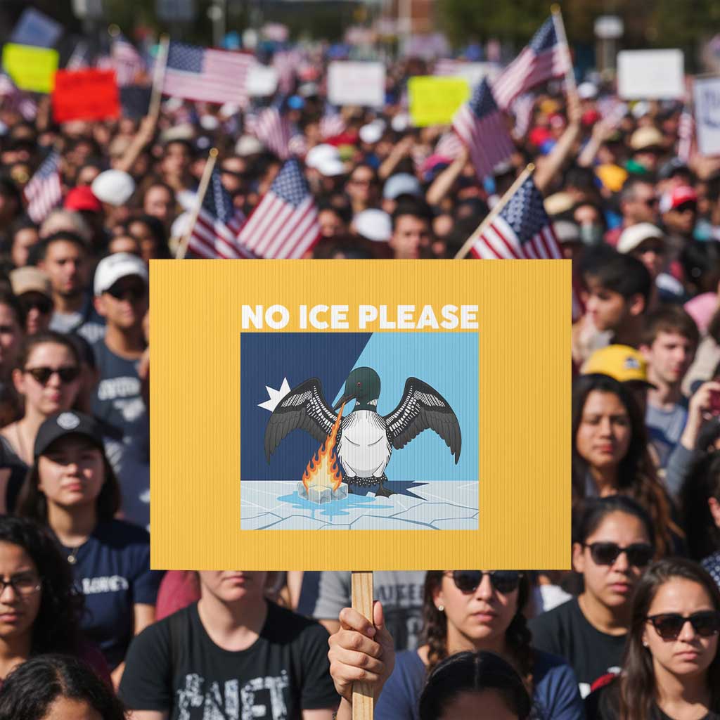 Funny Fire Breathing Loon Protest Sign No Ice Please
