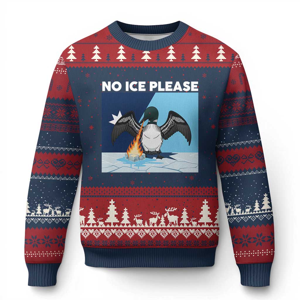 Funny Fire Breathing Loon Ugly Christmas Sweater No Ice Please