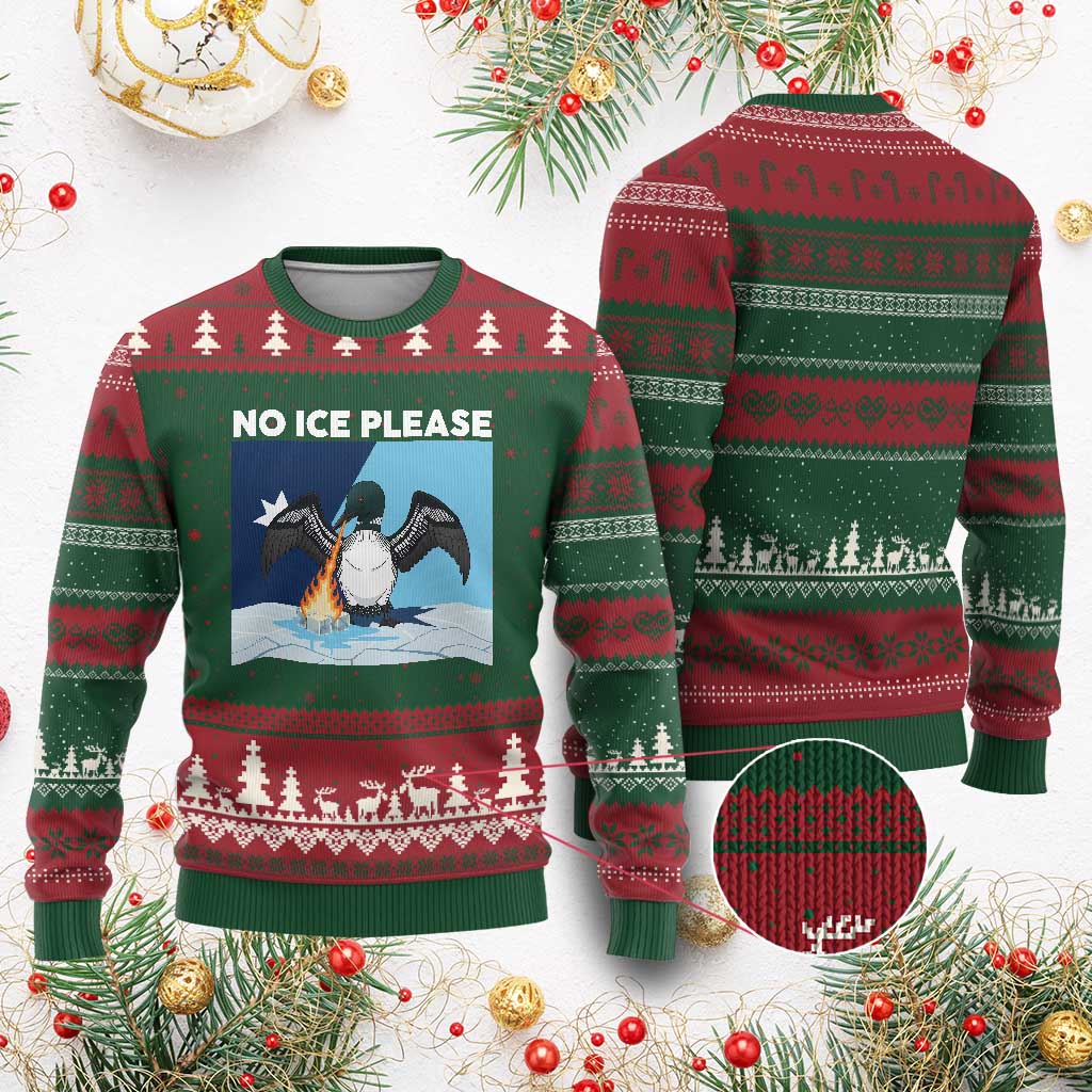 Funny Fire Breathing Loon Ugly Christmas Sweater No Ice Please