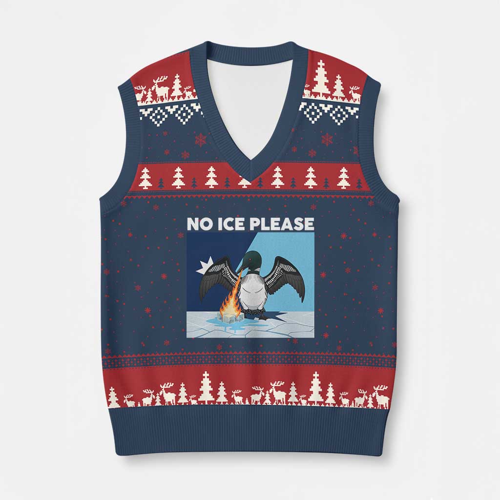 Funny Fire Breathing Loon V-Neck Knit Sweater Vest No Ice Please