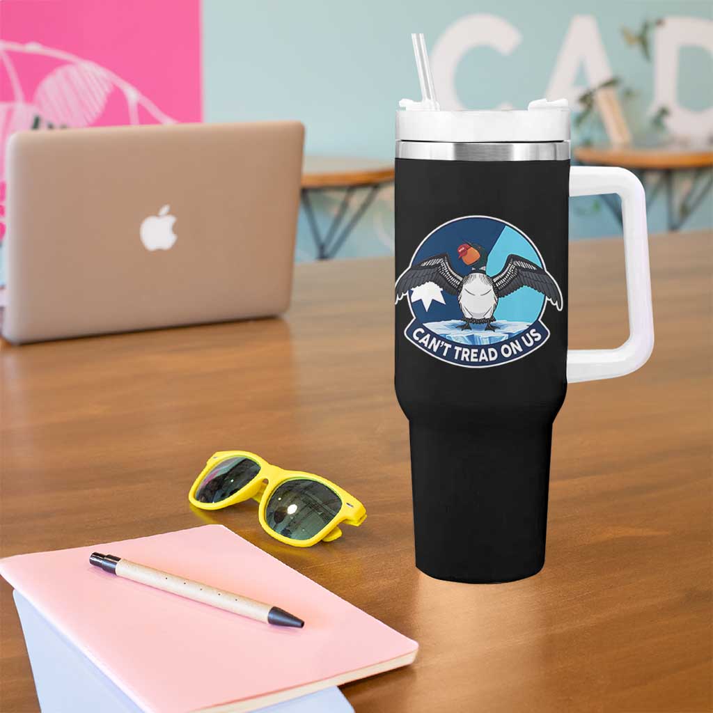 Can Not Tread On Us Tumbler With Handle Common Loon No Ice Please