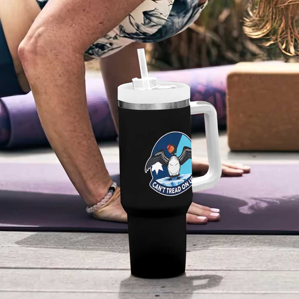 Can Not Tread On Us Tumbler With Handle Common Loon No Ice Please
