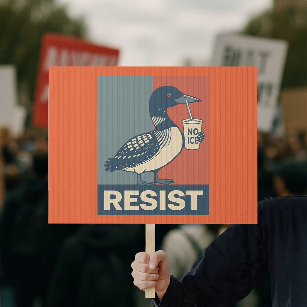 Funny Minnesota Common Loon Protest Sign No Ice Please