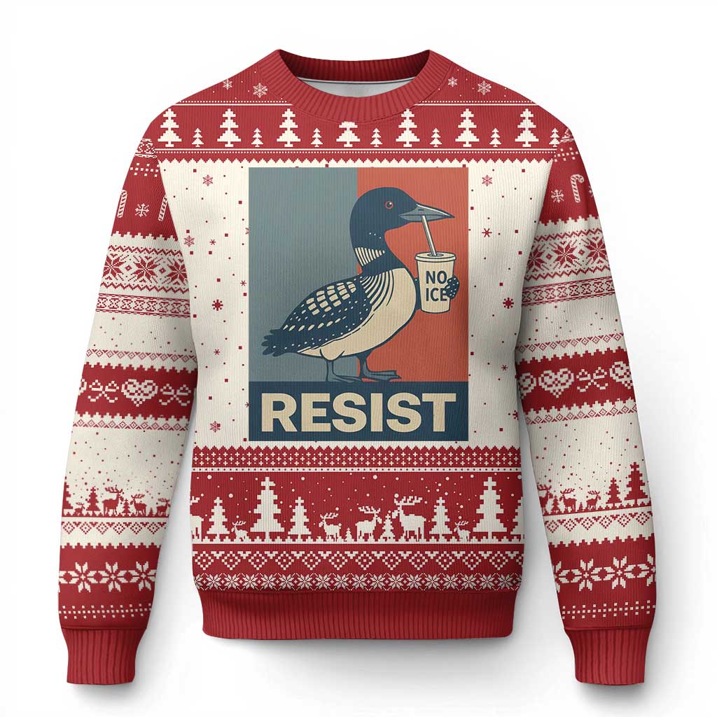 Funny Minnesota Common Loon Ugly Christmas Sweater No Ice Please