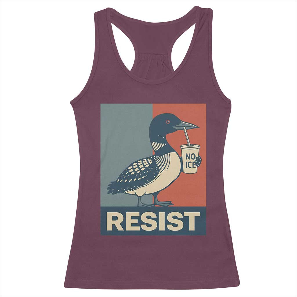Funny Minnesota Common Loon Racerback Tank Top No Ice Please