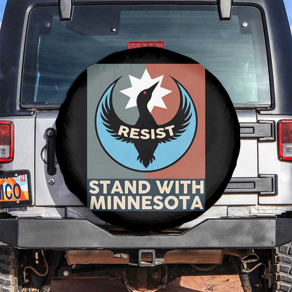 Stand With Minnesota Spare Tire Cover Common Loon Pride Support