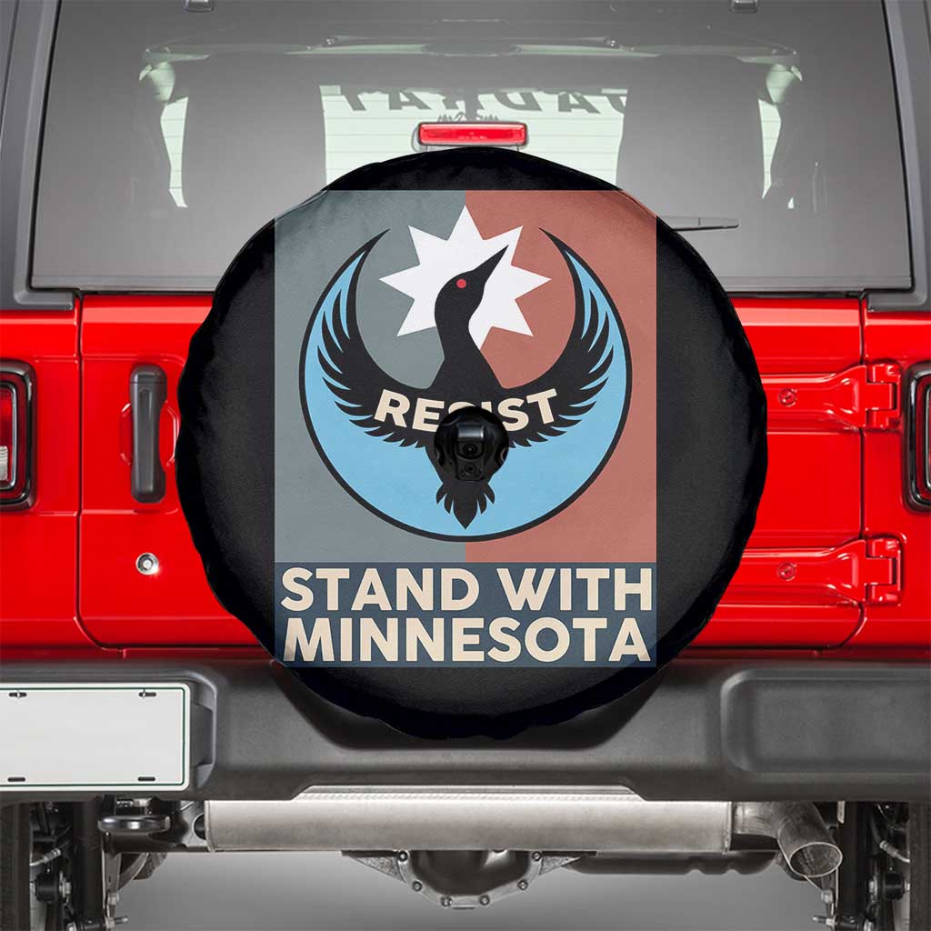 Stand With Minnesota Spare Tire Cover Common Loon Pride Support