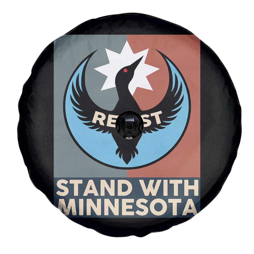 Stand With Minnesota Spare Tire Cover Common Loon Pride Support