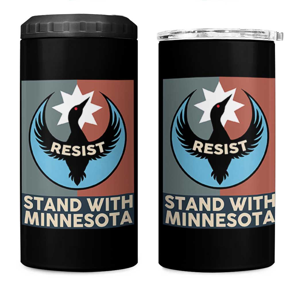 Stand With Minnesota 4 in 1 Can Cooler Tumbler Common Loon Pride Support