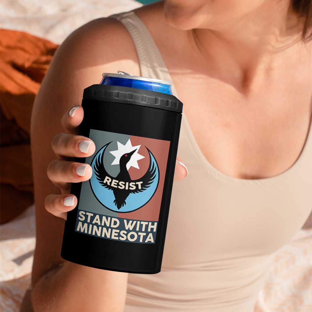 Stand With Minnesota 4 in 1 Can Cooler Tumbler Common Loon Pride Support