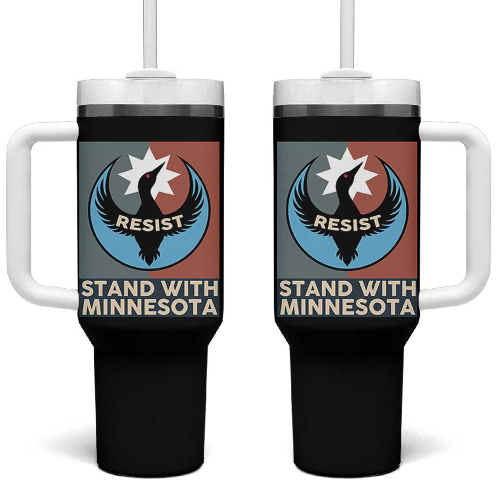 Stand With Minnesota Tumbler With Handle Common Loon Pride Support