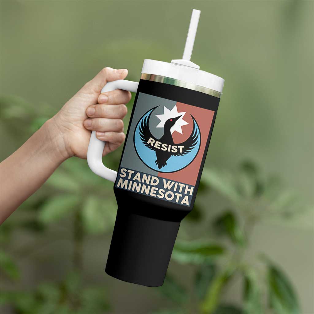 Stand With Minnesota Tumbler With Handle Common Loon Pride Support