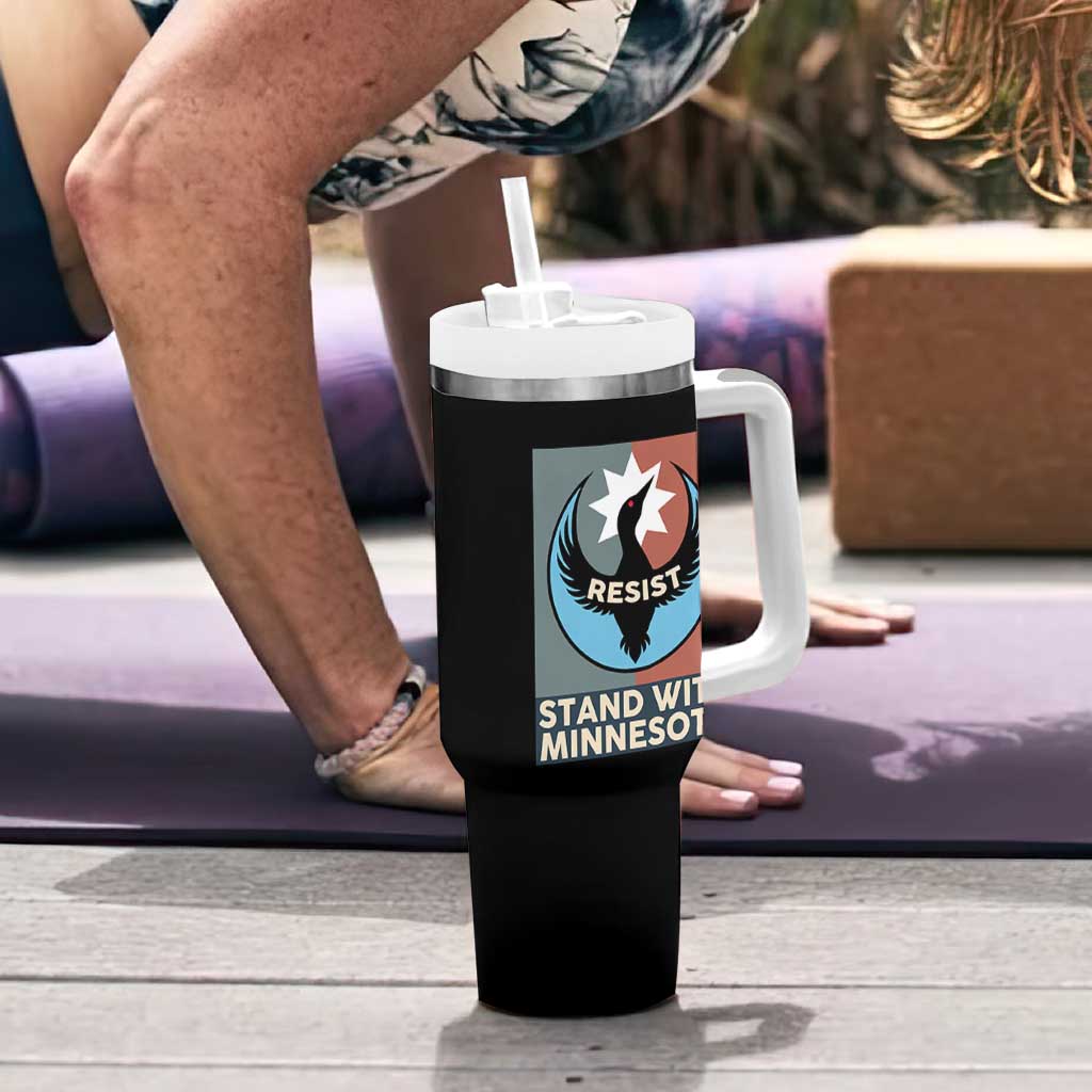 Stand With Minnesota Tumbler With Handle Common Loon Pride Support