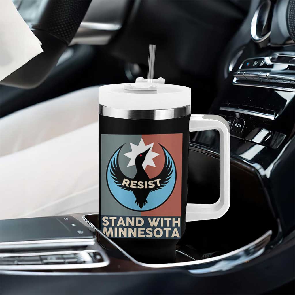 Stand With Minnesota Tumbler With Handle Common Loon Pride Support