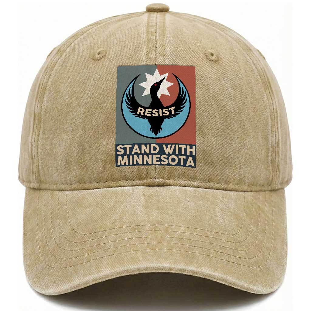 Stand With Minnesota Washed Cotton Baseball Cap Common Loon Pride Support