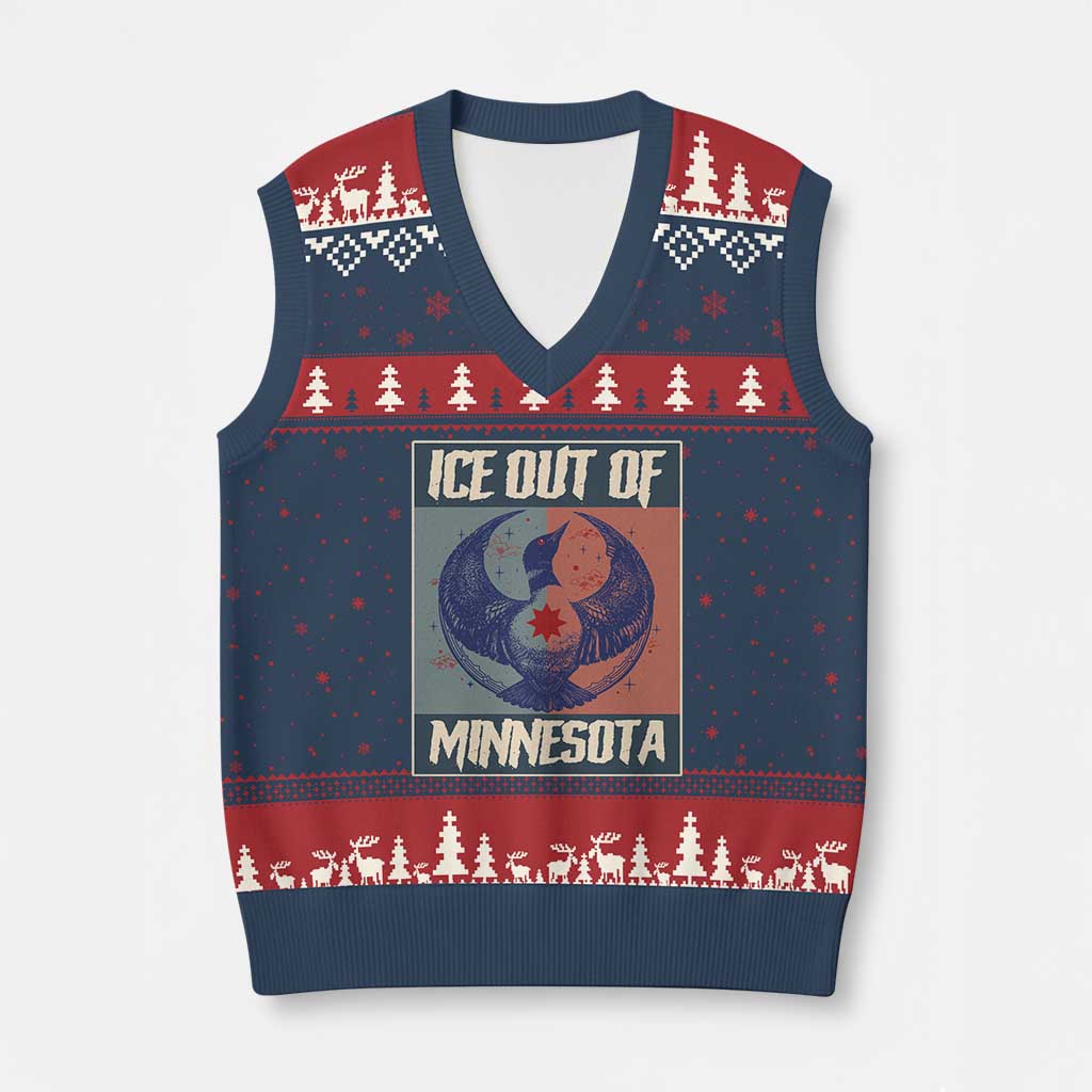 Ice Out Of Minnesota V-Neck Knit Sweater Vest Social Justice Solidarity