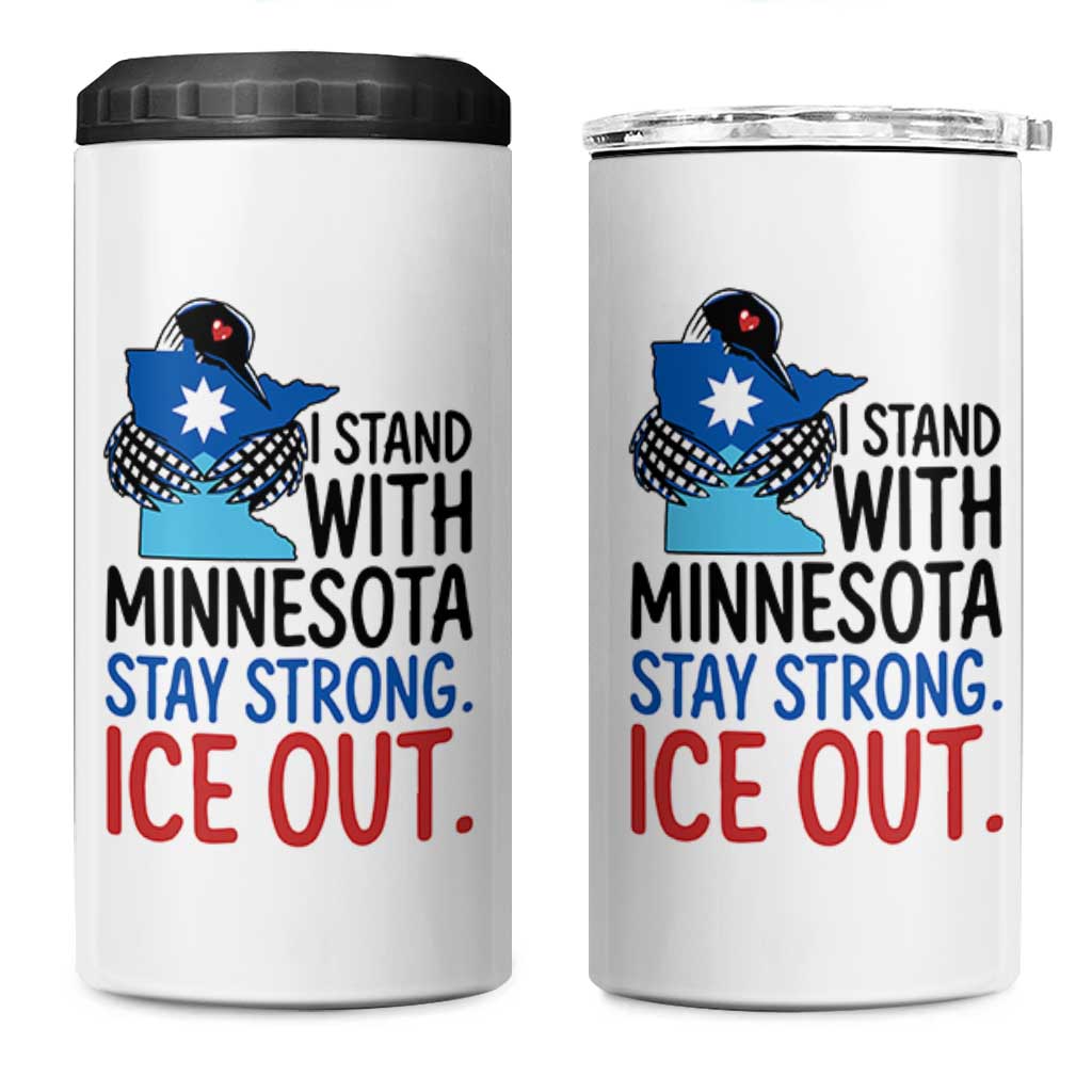 Minnesota Pride Common Loon 4 in 1 Can Cooler Tumbler Stand With Minnesota Ice Out