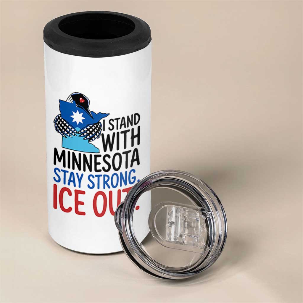 Minnesota Pride Common Loon 4 in 1 Can Cooler Tumbler Stand With Minnesota Ice Out