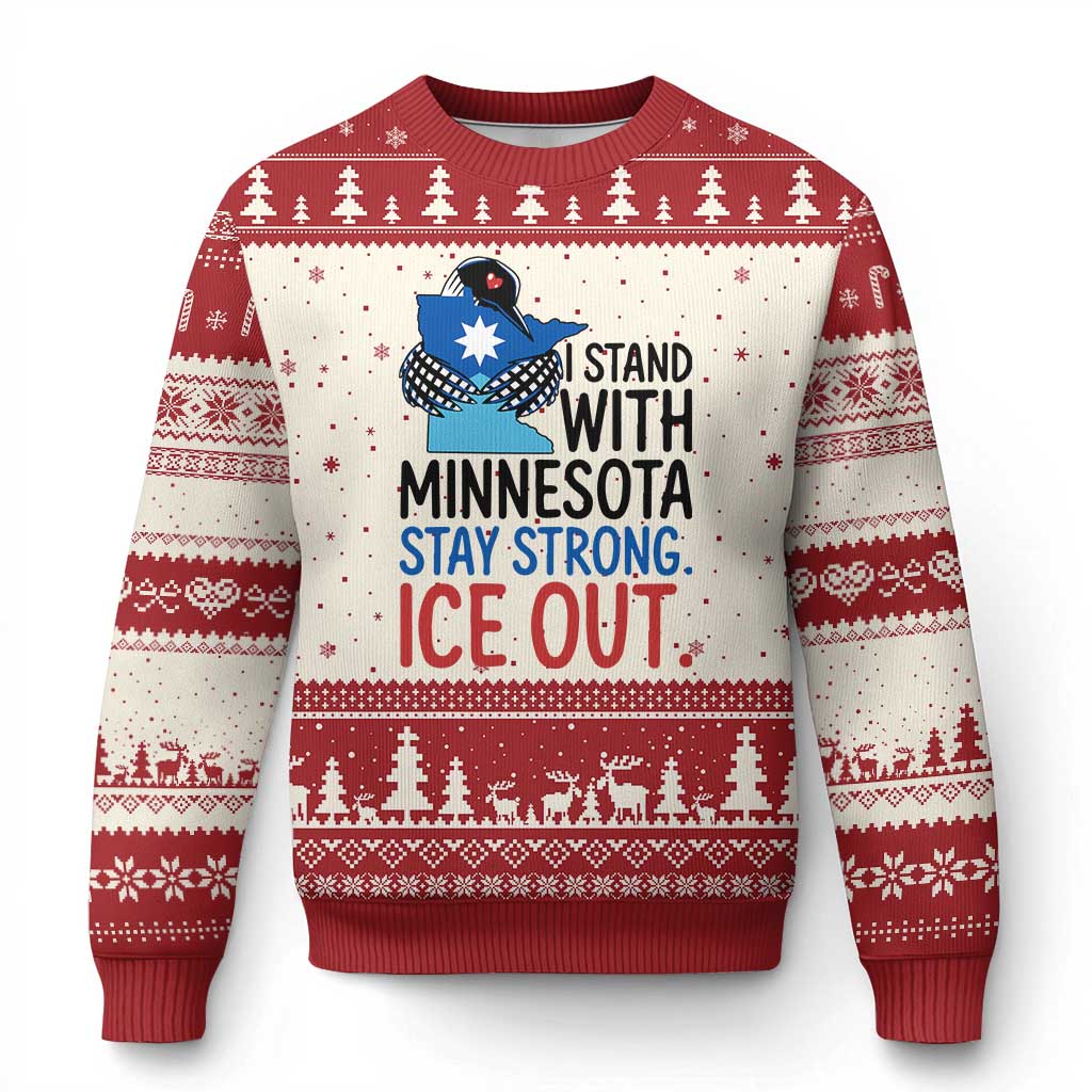 Minnesota Pride Common Loon Ugly Christmas Sweater Stand With Minnesota Ice Out