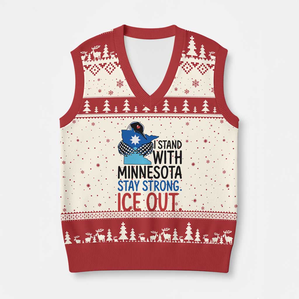 Minnesota Pride Common Loon V-Neck Knit Sweater Vest Stand With Minnesota Ice Out