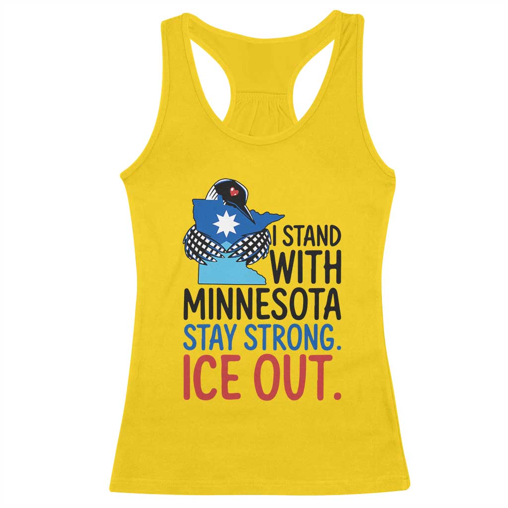 Minnesota Pride Common Loon Racerback Tank Top Stand With Minnesota Ice Out