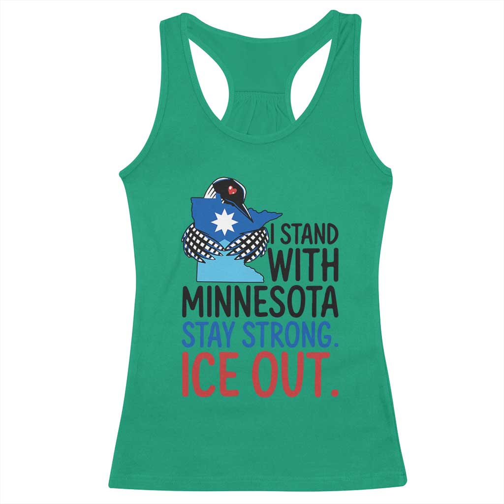 Minnesota Pride Common Loon Racerback Tank Top Stand With Minnesota Ice Out