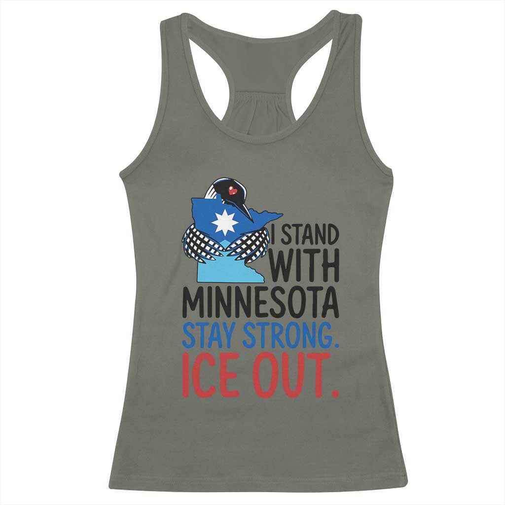Minnesota Pride Common Loon Racerback Tank Top Stand With Minnesota Ice Out