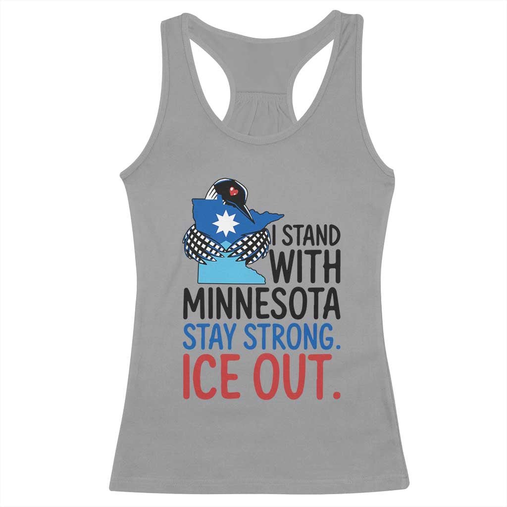 Minnesota Pride Common Loon Racerback Tank Top Stand With Minnesota Ice Out
