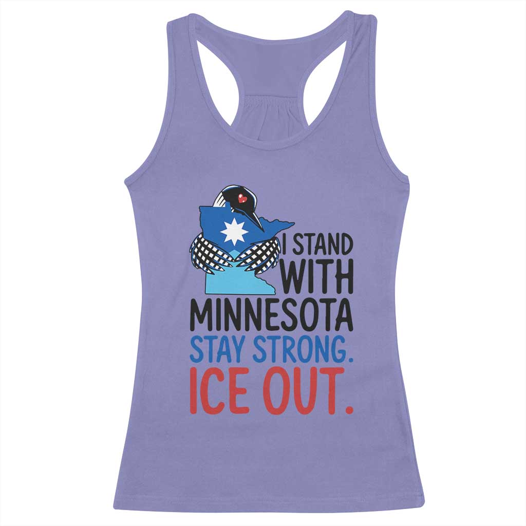 Minnesota Pride Common Loon Racerback Tank Top Stand With Minnesota Ice Out