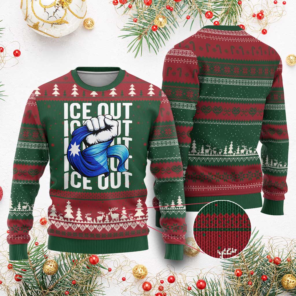 Minnesota Ice Out Ugly Christmas Sweater Anti Ice Movement Protest