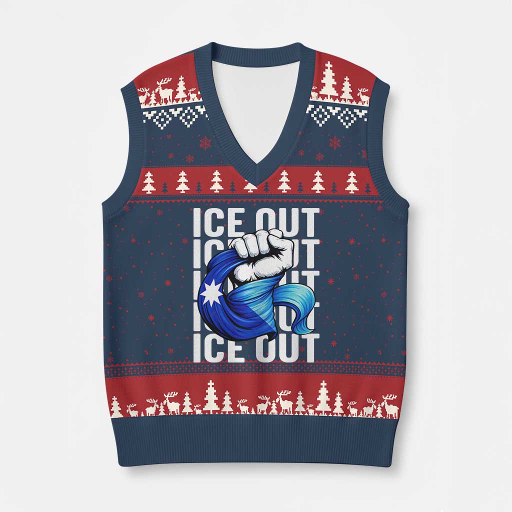 Minnesota Ice Out V-Neck Knit Sweater Vest Anti Ice Movement Protest