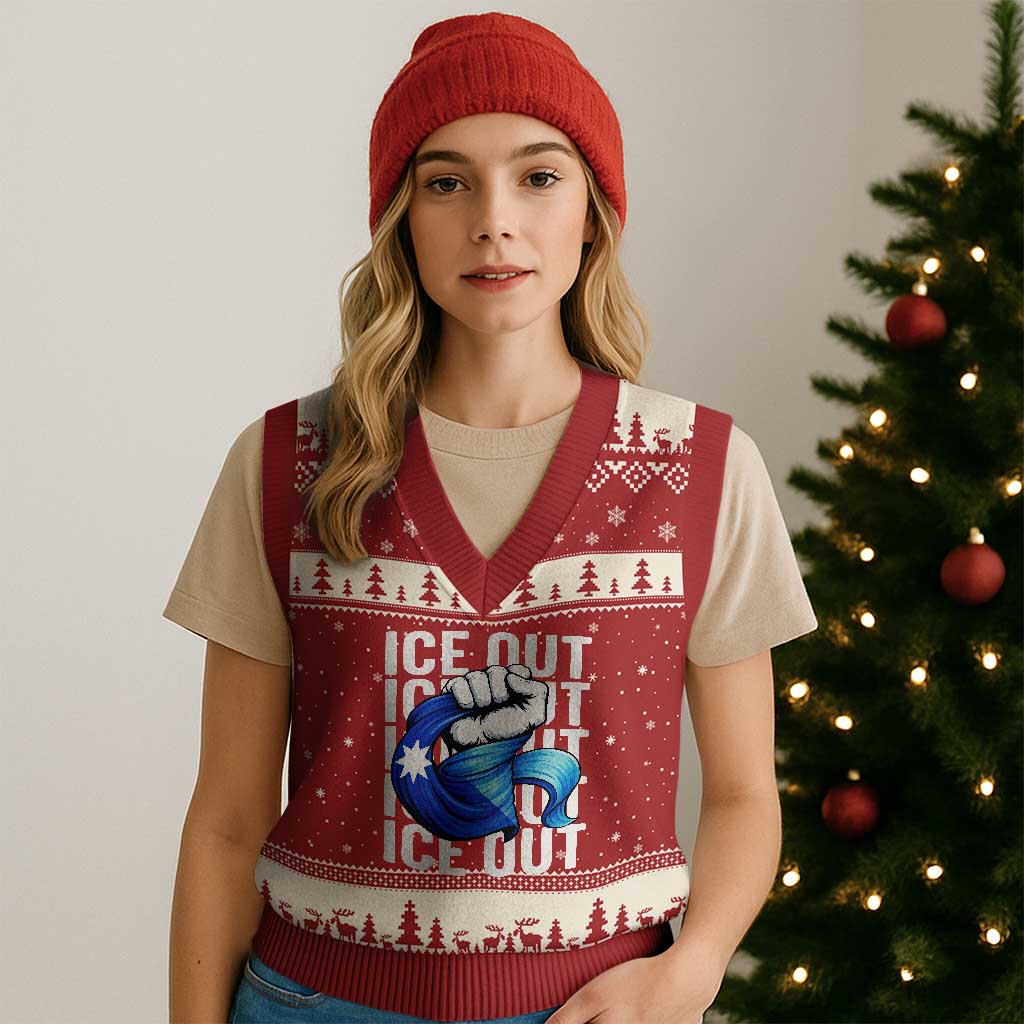 Minnesota Ice Out V-Neck Knit Sweater Vest Anti Ice Movement Protest